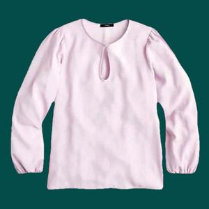 J. Crew Light Pink Keyhole Long-Sleeve Blouse